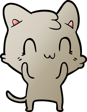 Bir insan tarafından çizilmiş mutlu bir kedi.