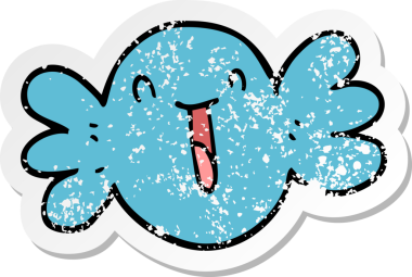 Bir insan tarafından çizilmiş üzgün bir çizgi film çıkartması.