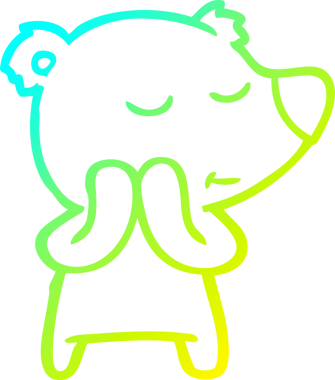 Bir insan tarafından çizilmiş mutlu bir kutup ayısının soğuk çizgi çizimi.