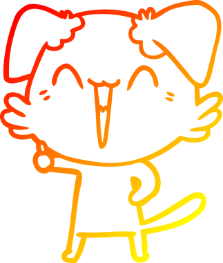 Bir insan tarafından çizilmiş mutlu, küçük bir köpek çizgi filmi.