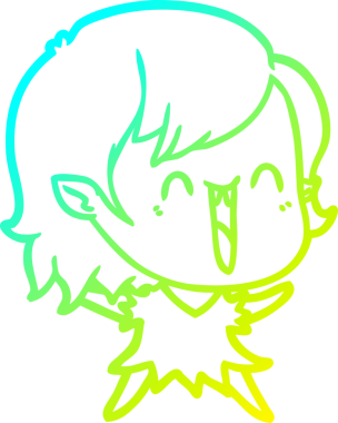 Bir insan tarafından çizilen mutlu vampir kız çizgi filminin soğuk gradyanı.