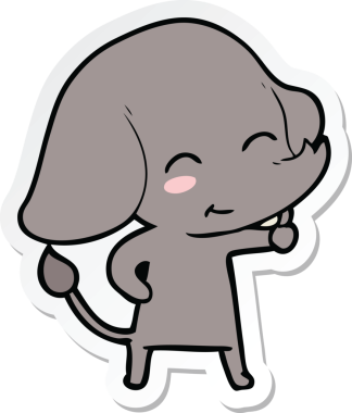 Bir insan tarafından çizilmiş şirin bir fil çıkartması.