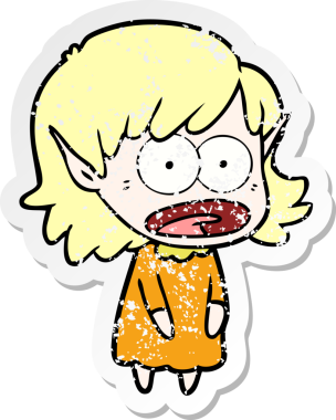 Bir karikatürün sıkıntılı çıkartması bir insan tarafından çizilmiş elf kızı şok etti.