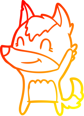 Bir insan tarafından çizilmiş dost canlısı bir kurt çizgi çizimi.