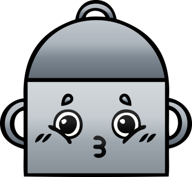 Bir insan tarafından çizilmiş tencerenin gölgeli karikatürü.