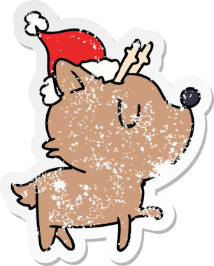 Bir insan tarafından çizilmiş kawaii geyiğinin Noel karikatürü.