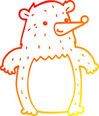 Bir insan tarafından çizilen çizgi film ayısının sıcak çizgi çizimi