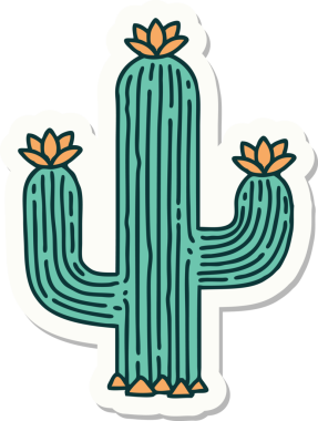 Bir insan tarafından çizilmiş geleneksel bir kaktüs stili dövme çıkartması.