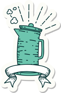 Bir insan tarafından çizilmiş dövme stili kahve sürahisi.