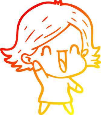 Bir insan tarafından çizilmiş mutlu bir kadının çizgi çizimi.