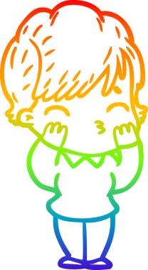 Gökkuşağı gradyan çizgi çizimi Bir insan tarafından çizilmiş bir çizgi kadın