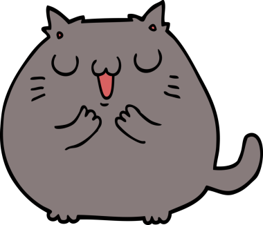 Bir insan tarafından çizilmiş mutlu çizgi film kedisi.