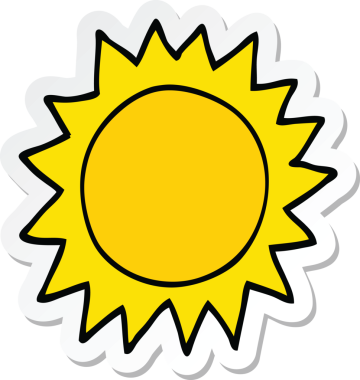 Bir insan tarafından çizilmiş bir çizgi film güneşinin çıkartması.