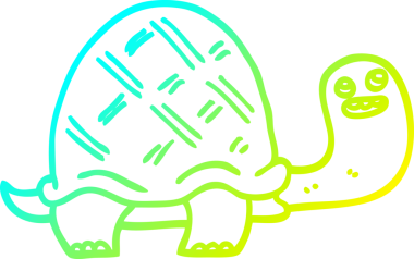 Bir insan tarafından çizilmiş mutlu kaplumbağa çizgi çizimi.