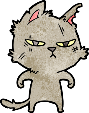 Bir insan tarafından çizilmiş sert çizgi film kedisi.