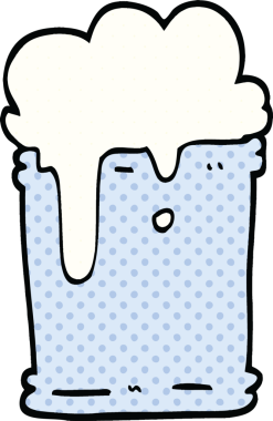 Bir insan tarafından çizilmiş çizgi roman tarzı köpüklü içecek.