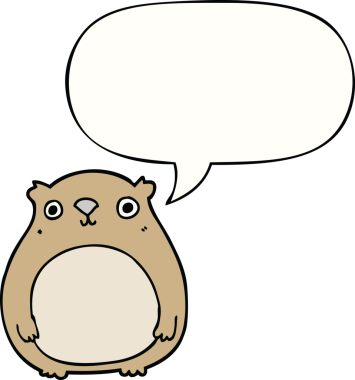 Bir insan tarafından çizilmiş konuşma balonlu çizgi film ayısı.