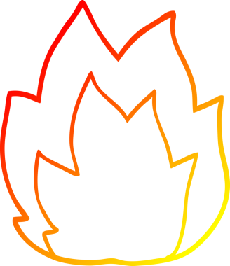 Bir insanın çizdiği çizgi film alevinin sıcak çizgi çizimi