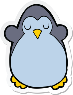 Bir insan tarafından çizilmiş karikatür pengueni çıkartması.