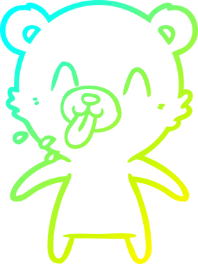 Bir insan tarafından çizilmiş dilden çıkmış kaba bir kutup ayısının soğuk çizgi çizimi.