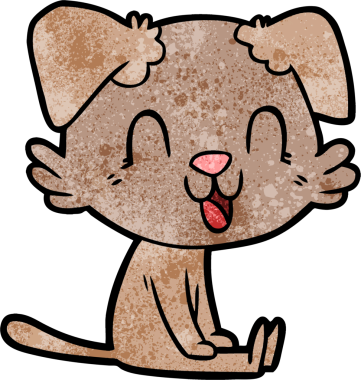 Bir insan tarafından çizilmiş gülen çizgi film köpeği.