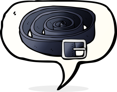 Bir insan tarafından çizilmiş konuşma baloncuklu deri kemer.