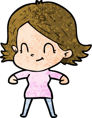 Bir insan tarafından çizilmiş karikatür dostu kız.