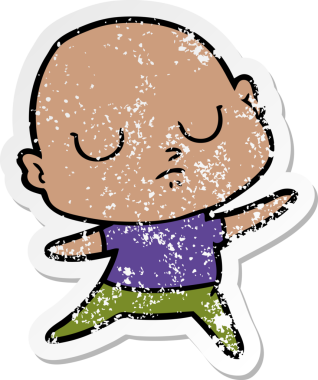 Bir insan tarafından çizilmiş kel bir adamın sıkıntılı çıkartması.