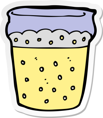 Bir insan tarafından çizilmiş bir bardak bira etiketi.