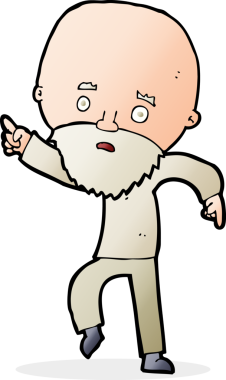 Çizgi film endişeli yaşlı adam bir insan tarafından çizilmiş