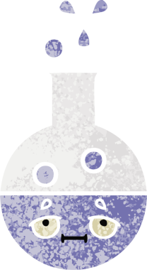 Bir insan tarafından çizilen test tüpünün retro çizim stili karikatürü