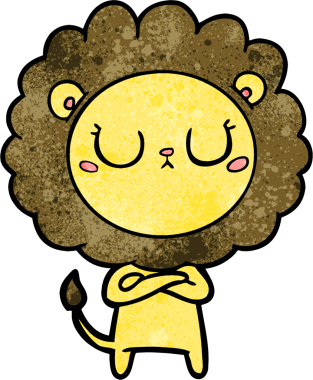 Bir insan tarafından çizilmiş çizgi film aslanı.