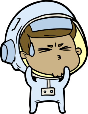 Çizgi film bir insan tarafından çizilmiş astronot.