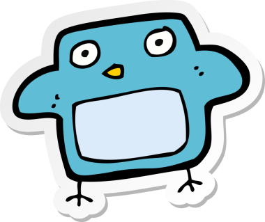 Bir insan tarafından çizilmiş çizgi film kuşunun çıkartması.