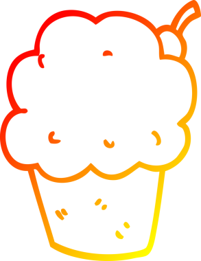 Bir insanın çizdiği çizgi film kekinin sıcak gradyan çizgisi.