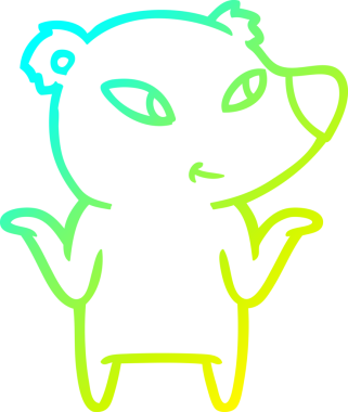 Bir insanın omuzlarını silkeleyen sevimli bir ayının soğuk gradyan çizgisi