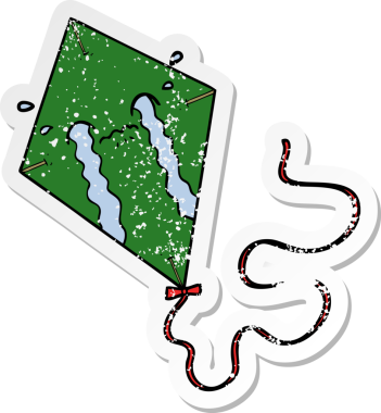 Bir insan tarafından çizilmiş karikatür uçurtmasının sıkıntılı çıkartması.