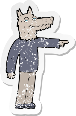 Bir insan tarafından çizilmiş bir kurt adamın gerilimli çıkartması.