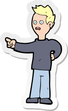 Bir insan tarafından çizilmiş, şok olmuş bir çocuğun çıkartması.