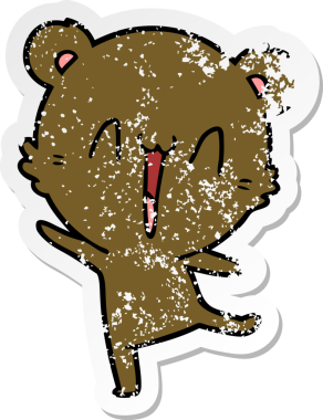 Bir insan tarafından çizilmiş mutlu ayı karikatürünün sıkıntılı çıkartması.