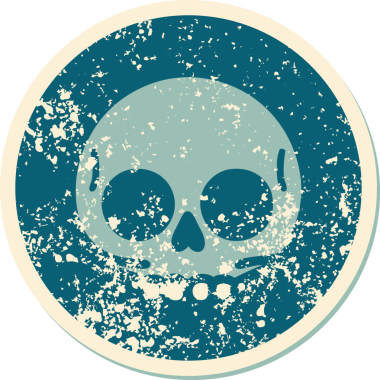 Bir insan tarafından çizilmiş bir kafatasının sembolik dövmeli görüntüsü.