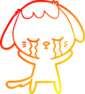 Bir insan tarafından çizilmiş şirin, ağlayan bir köpek yavrusu çizimi