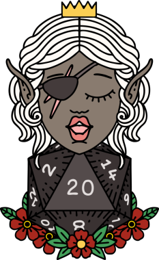 Retro Dövme Tarzı Bir insan tarafından çizilmiş doğal yirmilik zarlı düzenbaz karakter