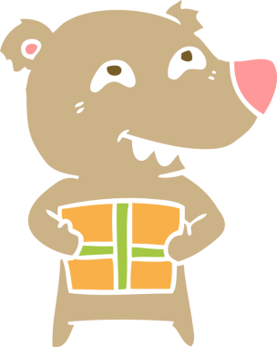 Bir insan tarafından çizilmiş düz renkli çizgi film ayısı