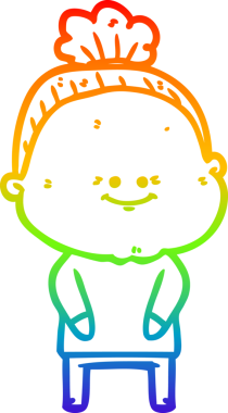 Gökkuşağı gradyan çizgi çizimi Bir insan tarafından çizilmiş mutlu yaşlı kadın