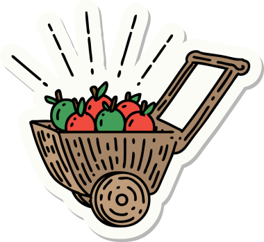 Bir insan tarafından çizilmiş elma dövme arabasının çıkartması.