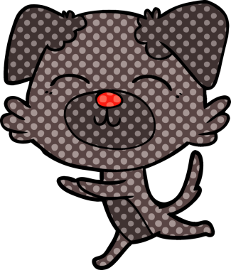 Bir insan tarafından çizilmiş çizgi film köpeği.