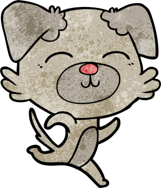 Bir insan tarafından çizilmiş çizgi film köpeği.