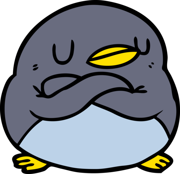 Bir insan tarafından çizilmiş çapraz kollu penguen.