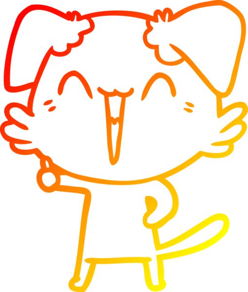 Bir insan tarafından çizilmiş mutlu, küçük bir köpek çizgi filmi.